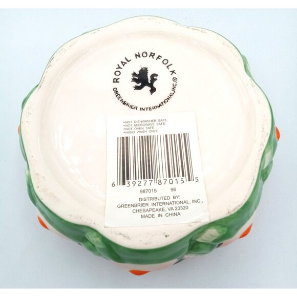 Penguin Holiday Bowl Royal Norfolk Hand-Painted Ceramic Christmas 5.75 Inches - Picture 13 of 16